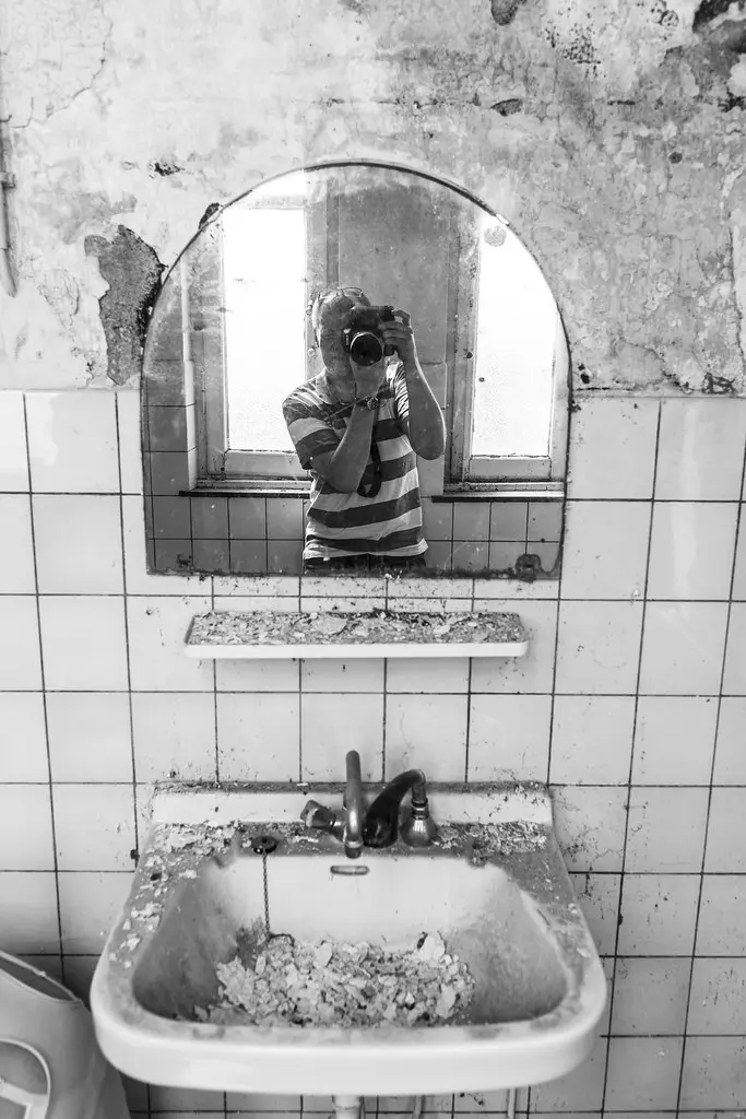 The abonded case of the monastery bathroom self portrait