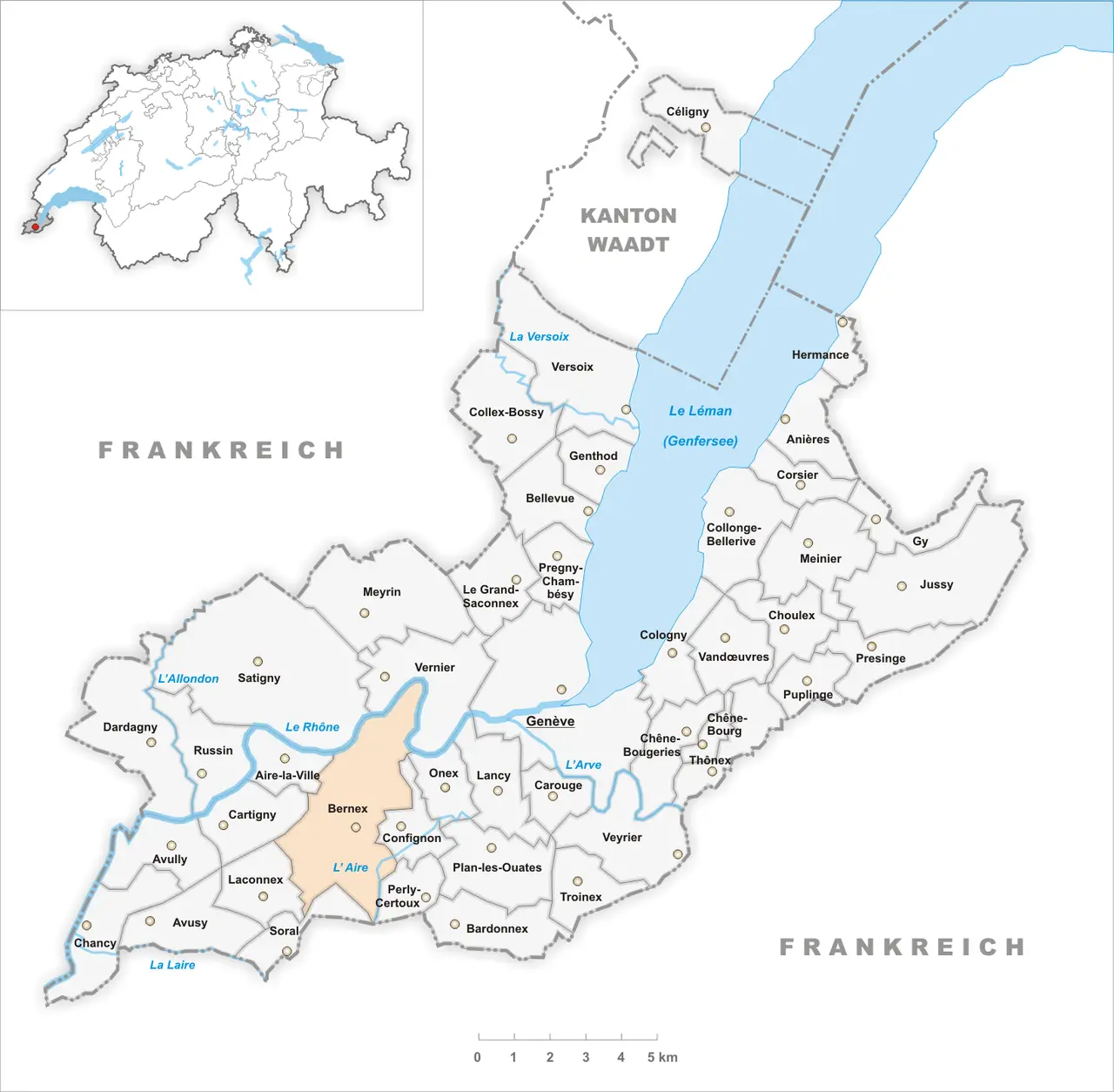 Karte Gemeinde Bernex 2007