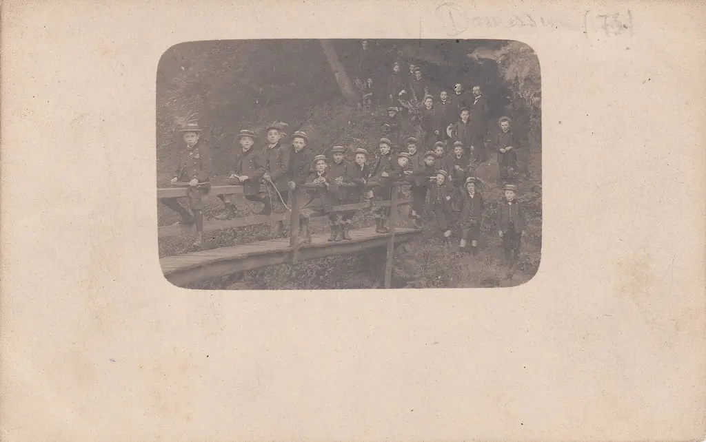 Schoolboy outing in the mountains near Domessin, France (c.1910)