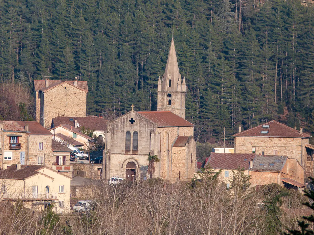 Eglise d'Ucel vu depuis Labégude
