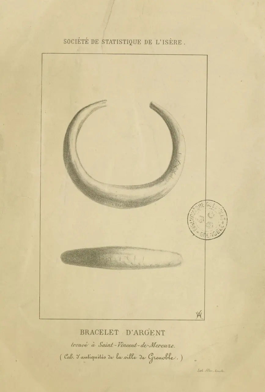 <div class='fn'> Bracelet d'argent trouvé à Saint-Vincent-de-Mercuze (Cab. d'antiquités de la Ville de Grenoble) / V H</div>