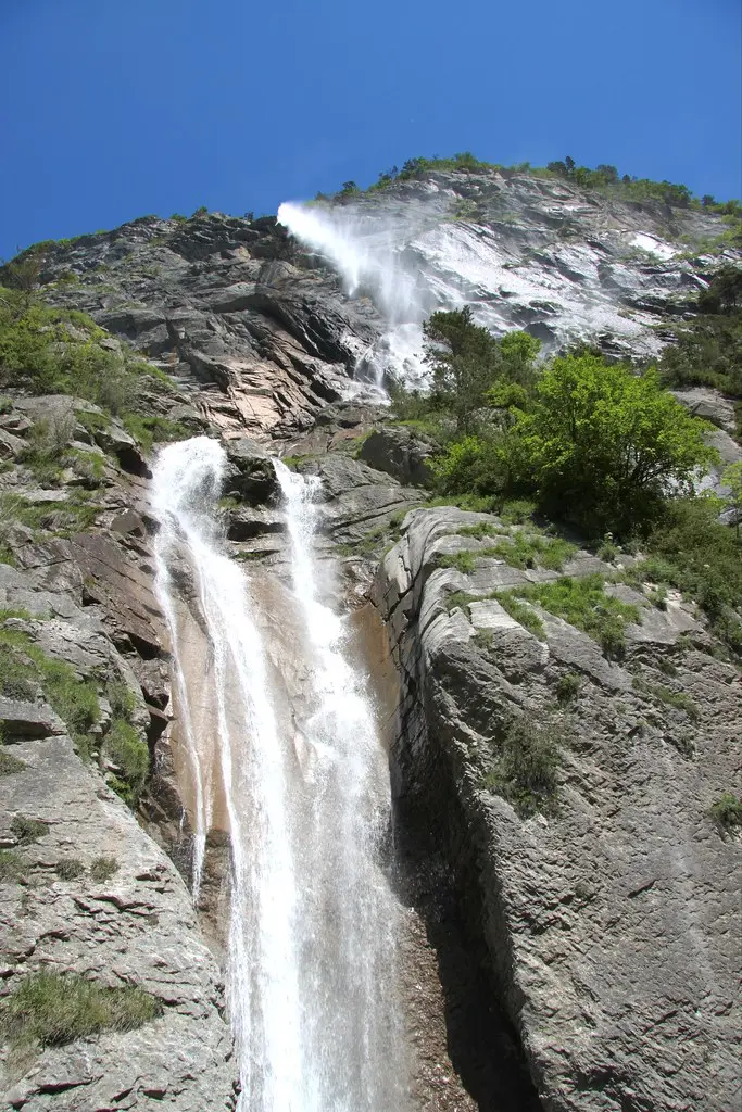 Waterfall: Looking up Cascade de l'Arpenaz, nr Sallanches, France