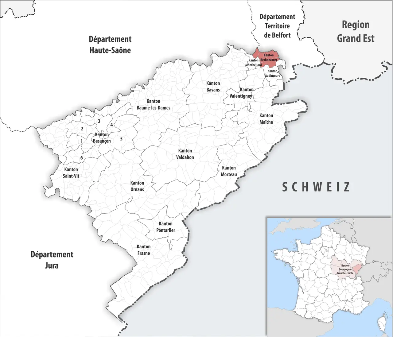 Locator map of Kanton Bethoncourt 2019