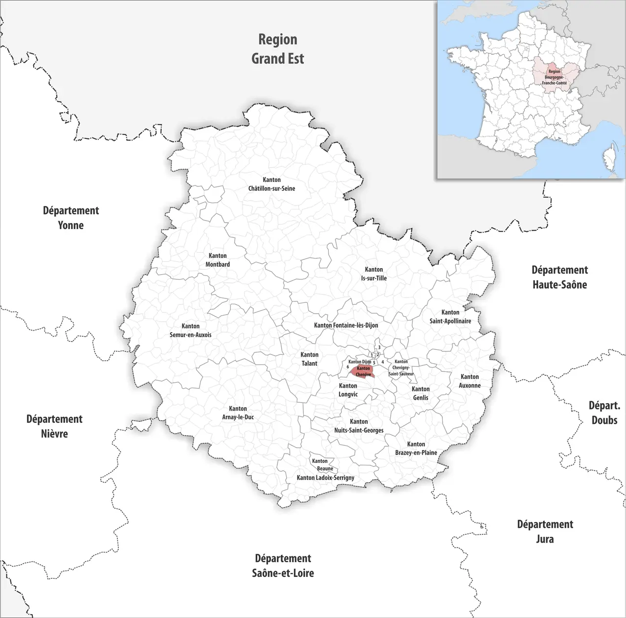 Locator map of Kanton Chenôve 2019