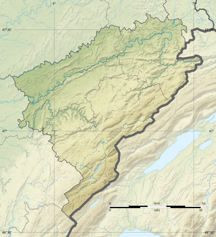 Doubs department relief location map