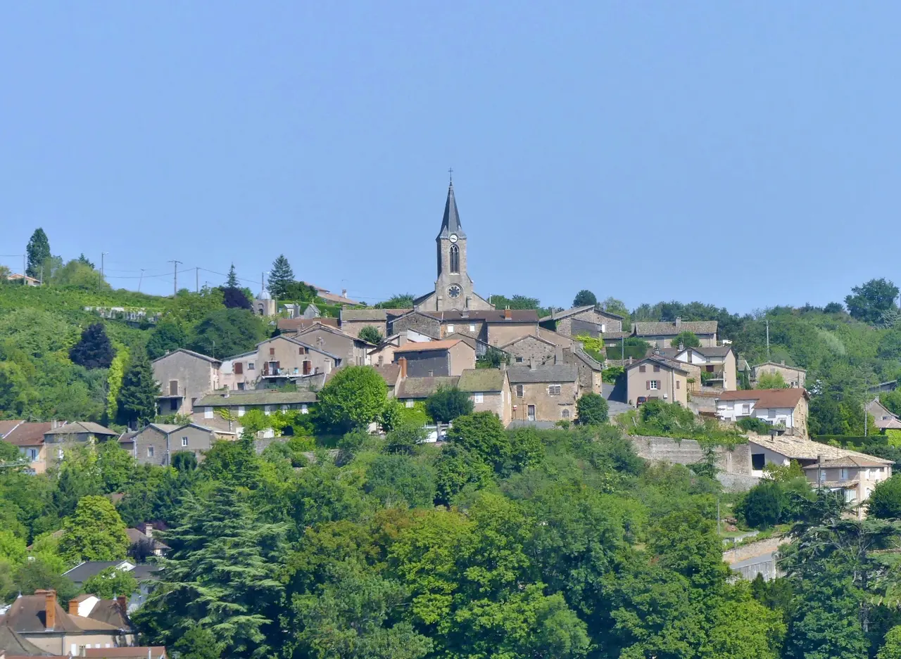 La Roche-Vineuse vue depuis la LGV (été 2018)