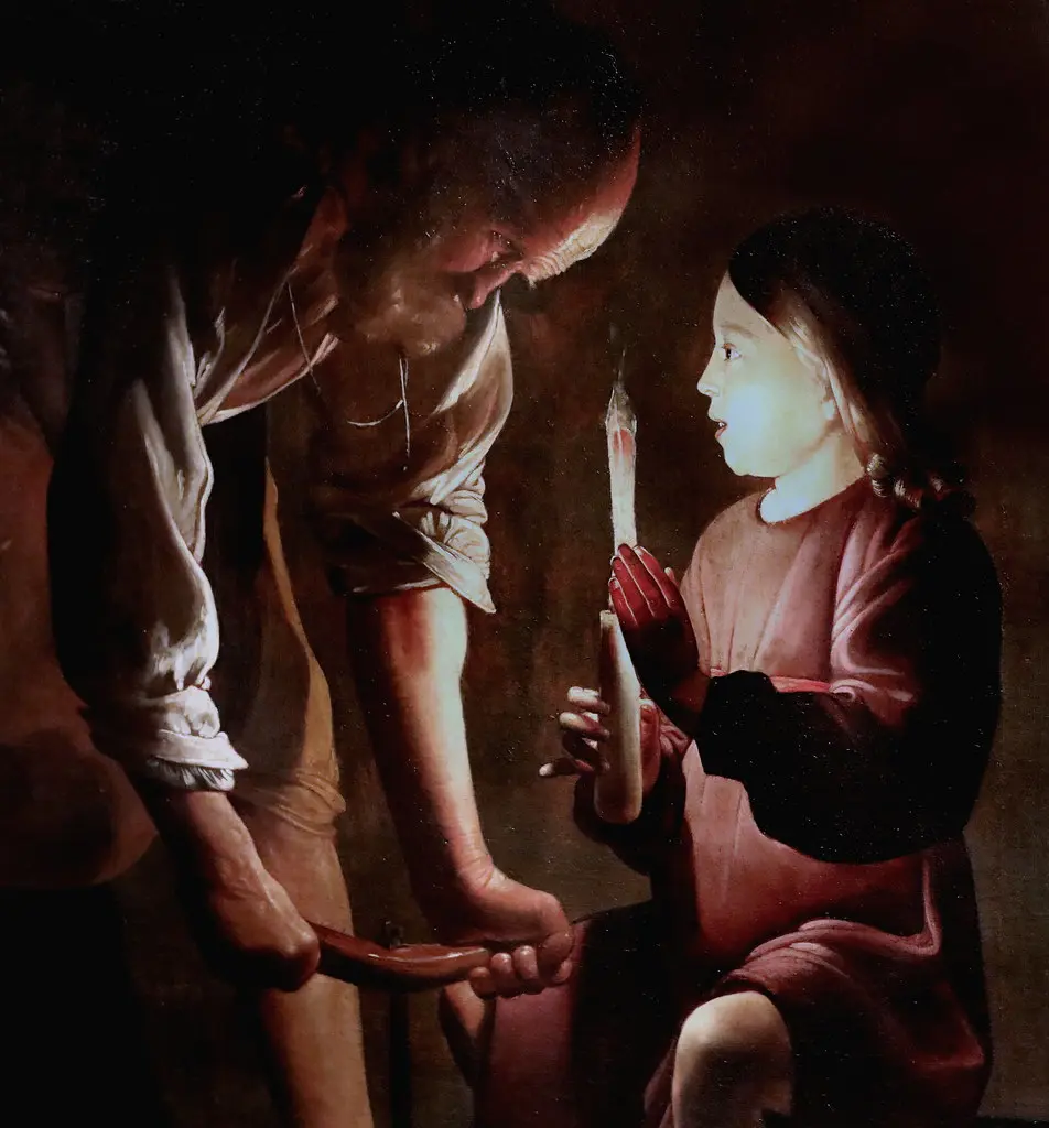 IMG_0074BB Georges de la Tour 1593-1652 Lunéville Saint Joseph Charpentier Besançon Musée des Beaux Arts Copie d'époque d'un original qui est au Louvre. Copying time an original in the Louvre.