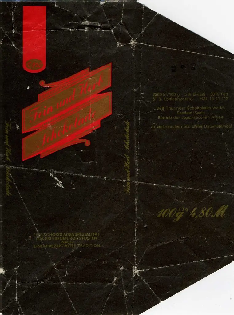 Fein und Herb Chocolate wrapper - dark DDR 1988