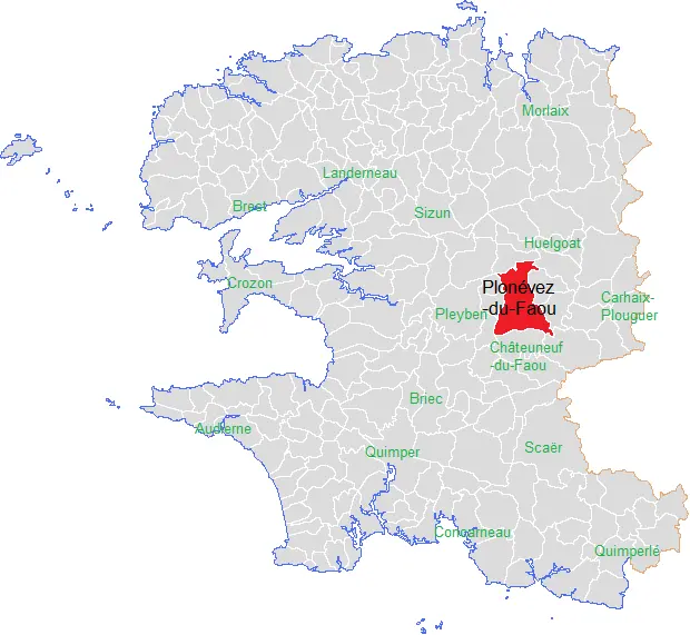 Localisation Plonévez-du-Faou dept29
