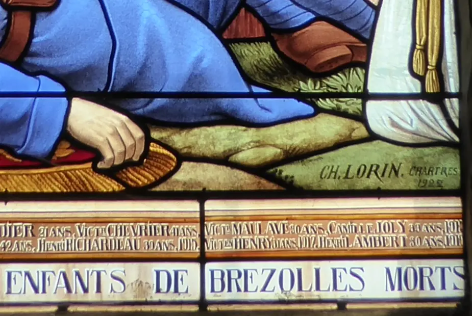Brezolles église Saint-Nicolas baie 10 signature Charles Lorin Eure-et-Loir (France)