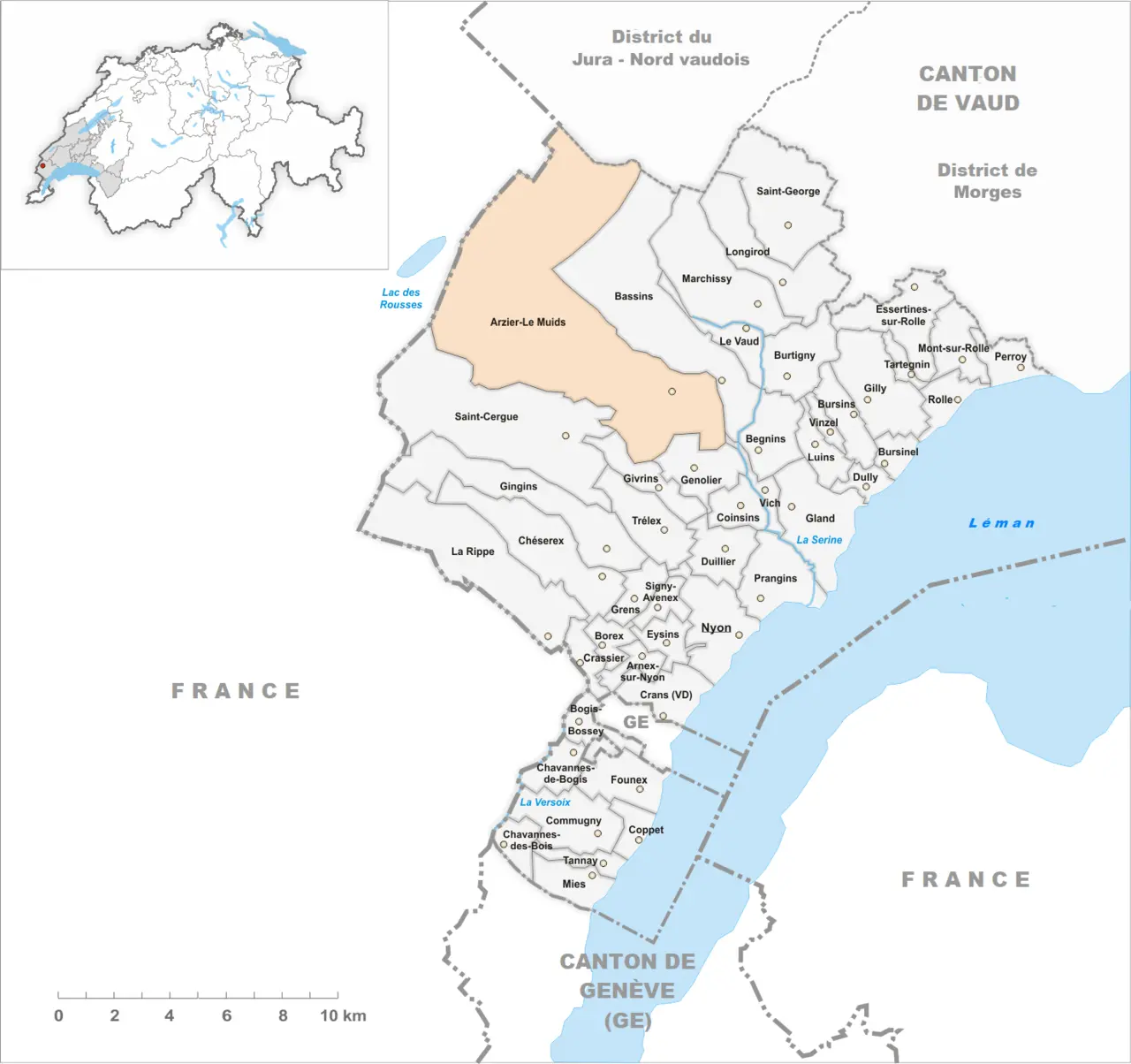 Carte commune Arzier-Le Muids 2021