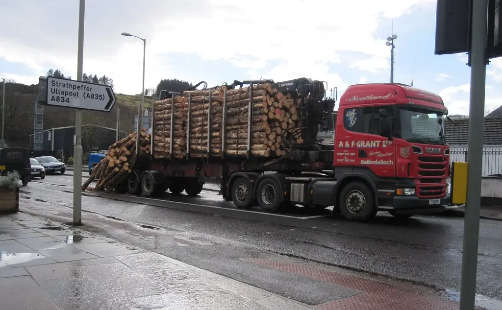 Timber lorry lost its load in Dingwall