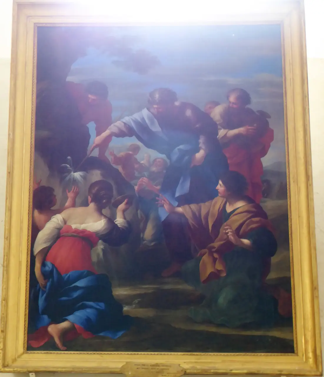 File:Moise fait jaillir l'eau du rocher Giovanni Francesco Romanelli Morancez Eure-et-Loir France.jpg