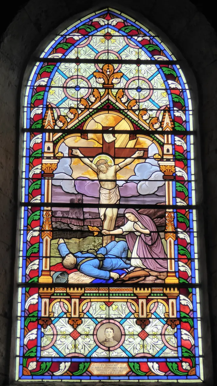 Vitrail du souvenir Charles Lorin Chartres 192x Église Saint-Pierre-et-Saint-Paul Nogent-le-Phaye Eure-et-Loir France