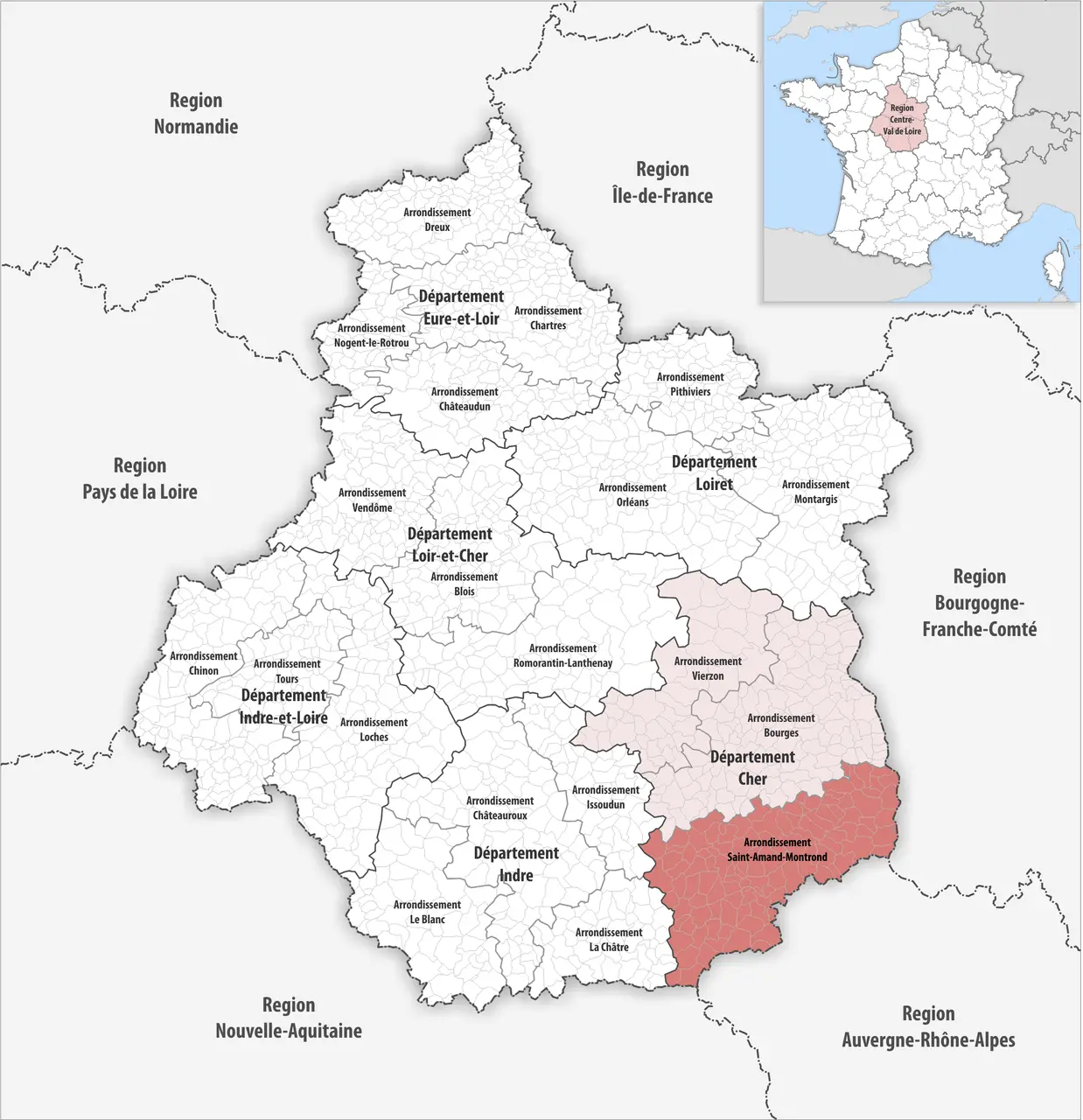 Locator map of Arrondissement Saint-Amand-Montrond 2019