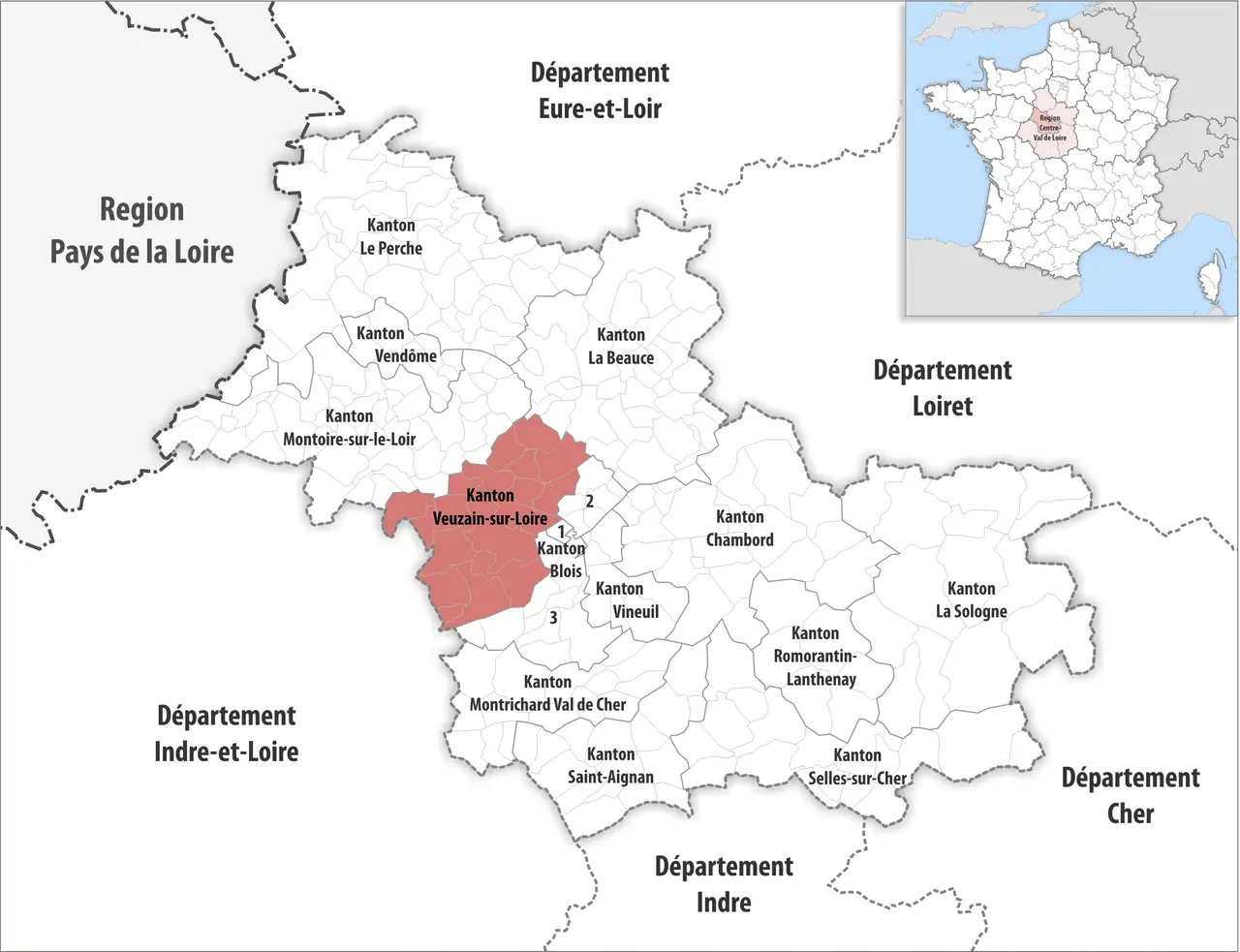 Locator map of Kanton Veuzain-sur-Loire 2021