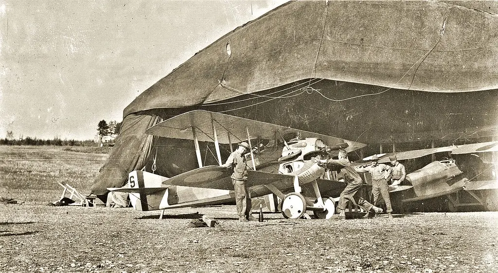 Tuning up a SPAD S-XIII at 1st Air Depot, Colombey-les-Belles, France - July 26, 1918 NARA111-SC-17754