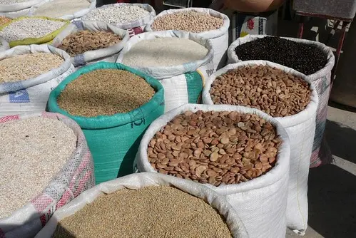 fèves, lentilles, millets,