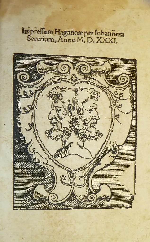 Woodcut printer's device of Johann Setzer of Haguenau