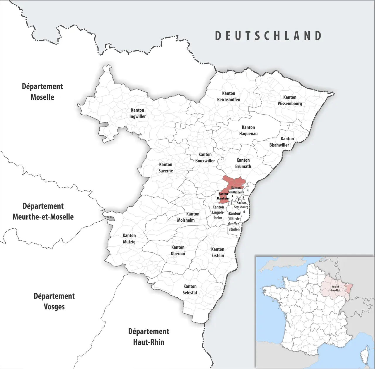 Locator map of Kanton Hœnheim 2019