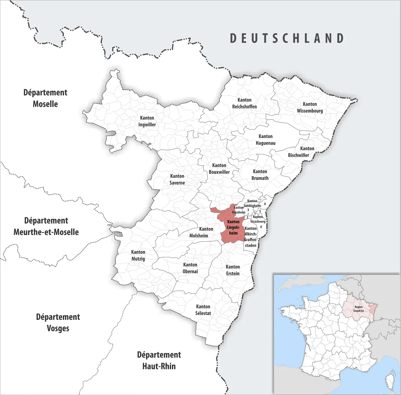 Locator map of Kanton Lingolsheim 2019