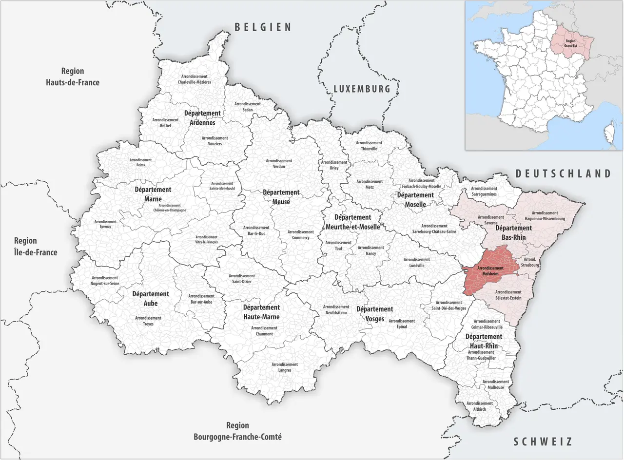 Locator map of Arrondissement Molsheim 2018