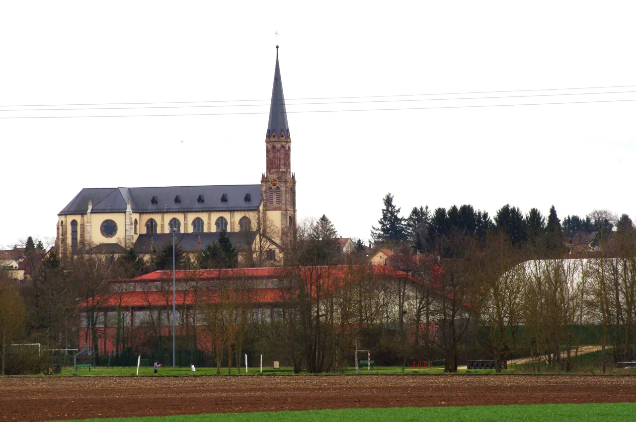 Eglise de morschwiller le bas vue du Aumatten