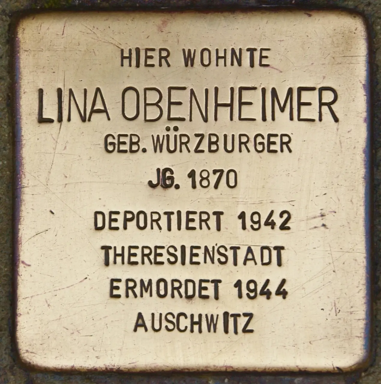 Stolperstein für Lina Obenheimer (Schwäbisch Hall)