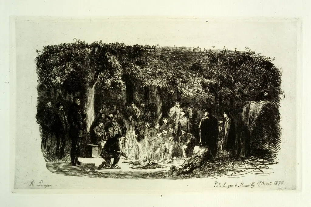 Près de la gare de Rémilly 17 Août 187 - Gravure d'Auguste Lançon (1836-1887) [Lançon_025]