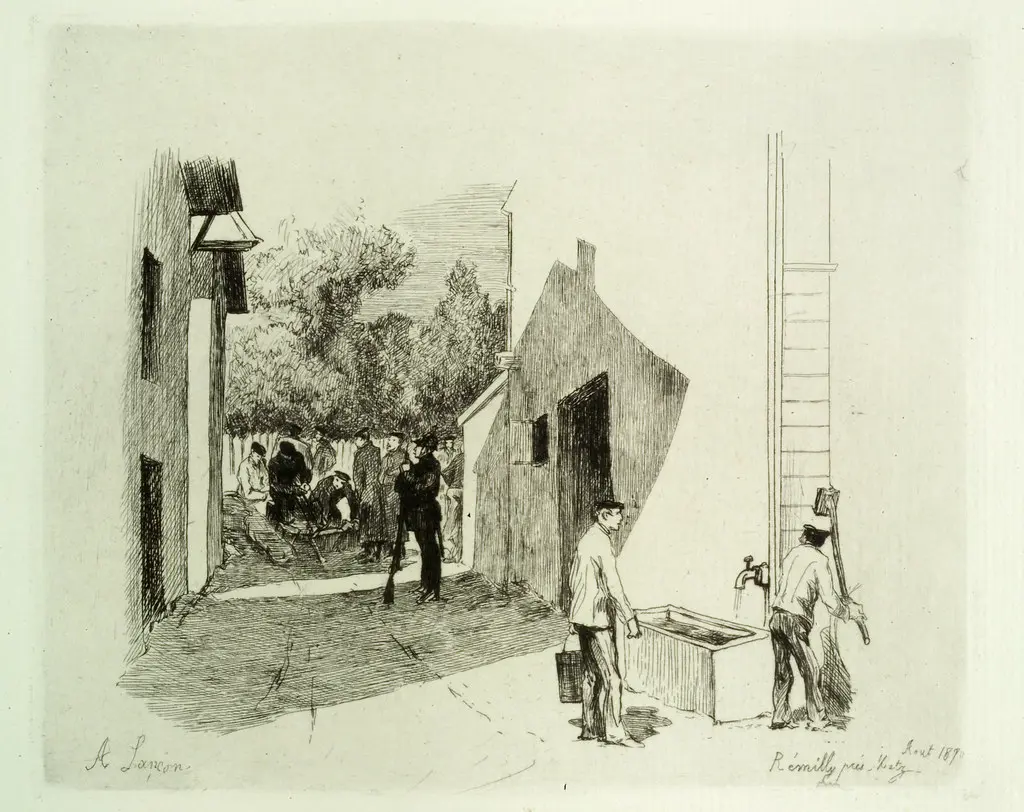 Rémilly près de Metz août 1890 - Gravure d'Auguste Lançon (1836-1887) [Lançon_027]