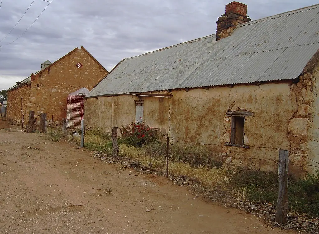 Sedan. Johann Pfeiffer's cottage and wheat store built around 1875. Town established 1875.