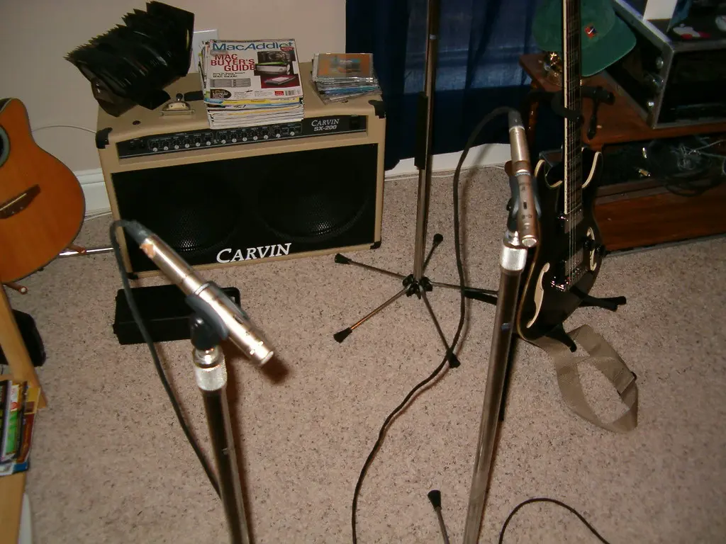 Behringer C2s, Carvin SX200D, and Ibanez AWD82LTD