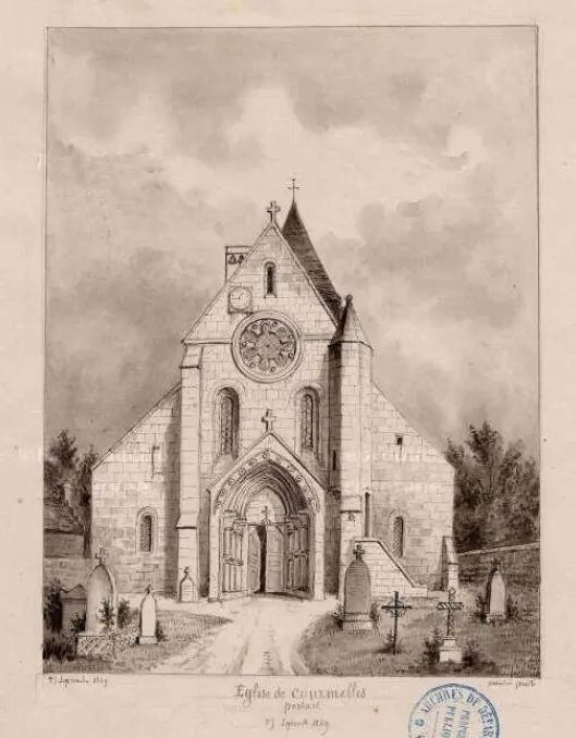 Courmelles Dessins de l'église en 1889