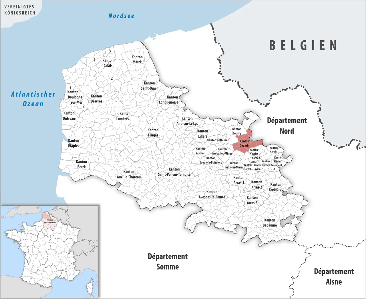 Locator map of Kanton Douvrin 2019