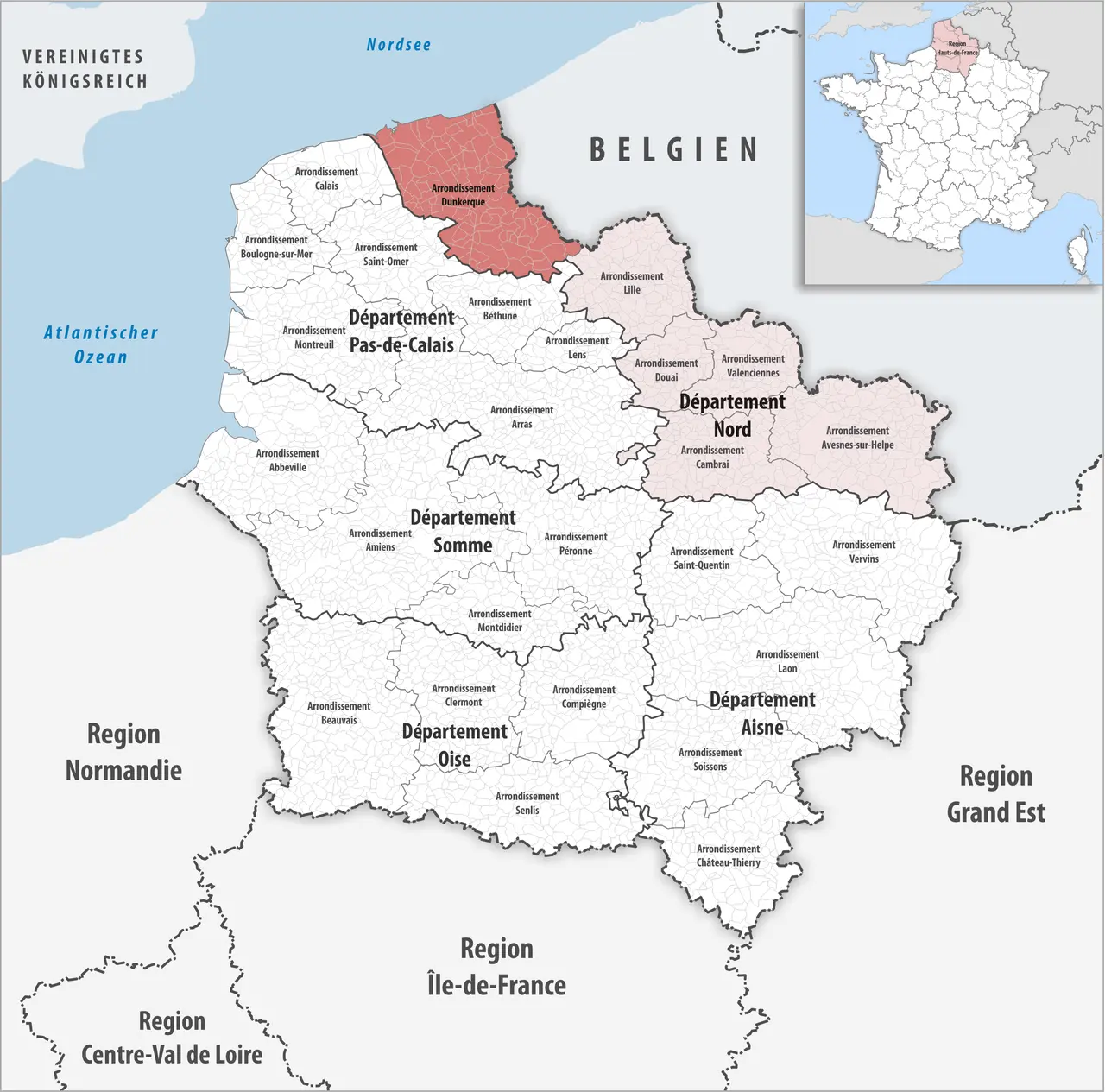 Locator map of Arrondissement Dunkerque 2019