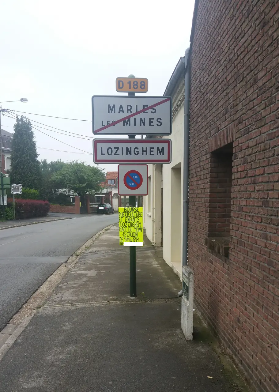 Lozinghem - Panneau d'entrée (sortie de Marles-les-Mines)
