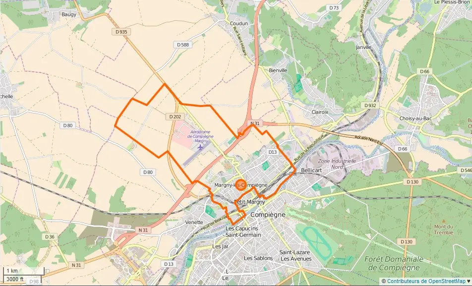 Margny-lès-Compiègne Limit communale