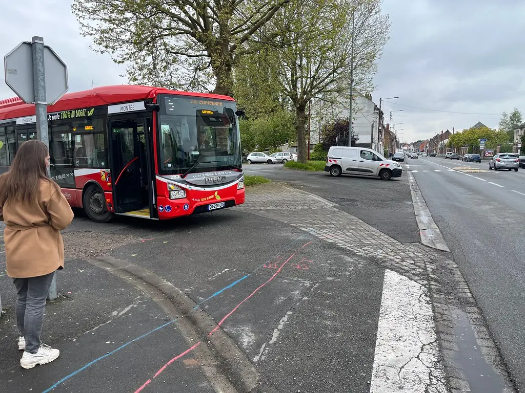 Bus from Valenciennes - most go no further than Quiévrechain, the last village in France