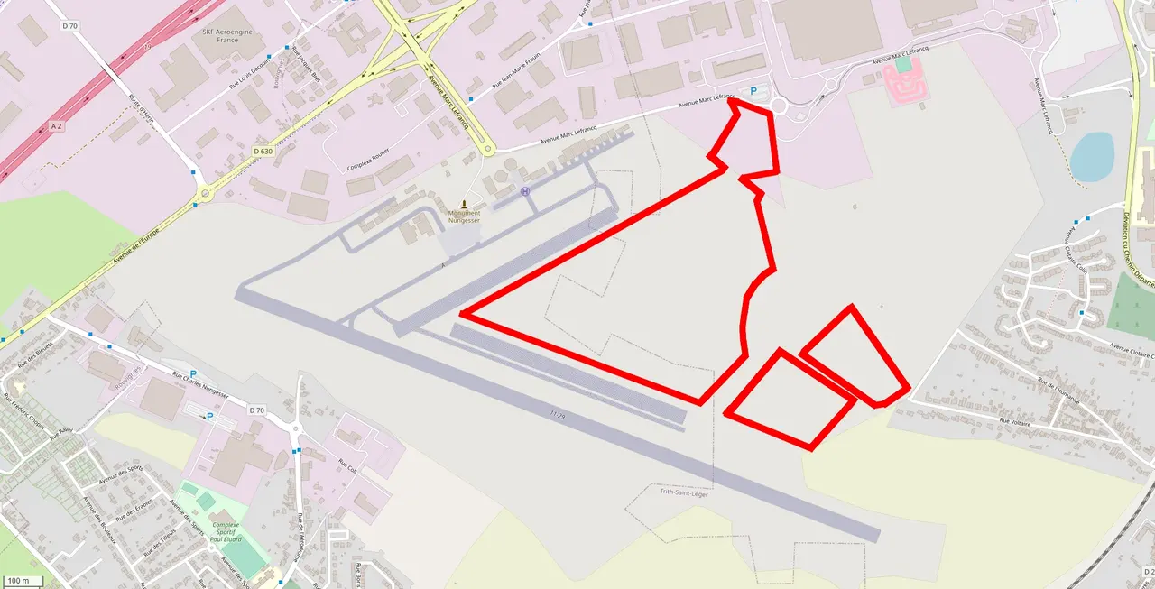Prouvy et Trith-Saint-Léger - Localisation de la centrale solaire photovoltaïque de Prouvy-Trith-Saint-Léger dite de l'aérodrome de Valenciennes-Denain