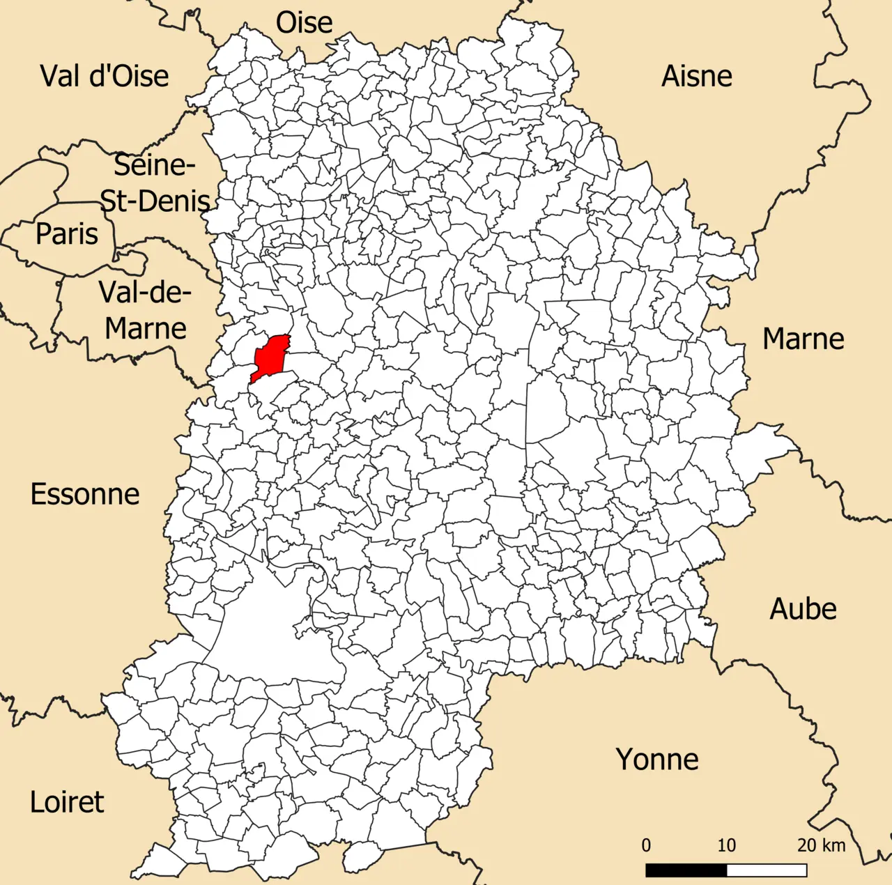 77114-Chevry-Cossigny - Localisation