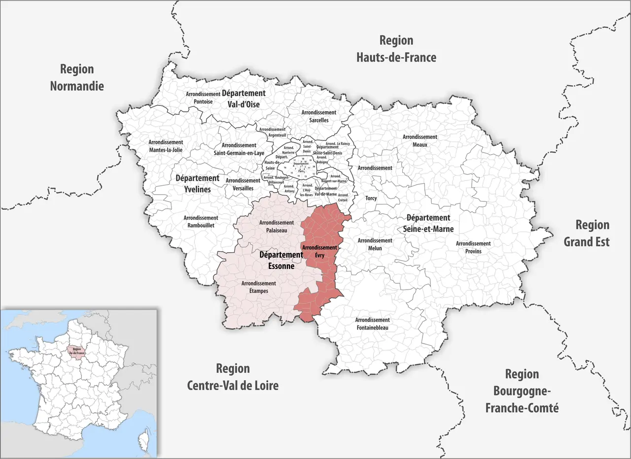 Locator map of Arrondissement Évry 2019