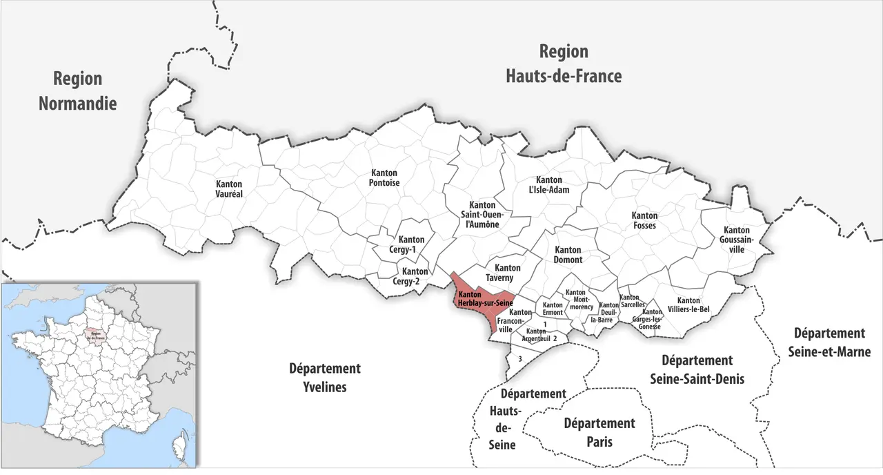 Locator map of Kanton Herblay-sur-Seine 2021