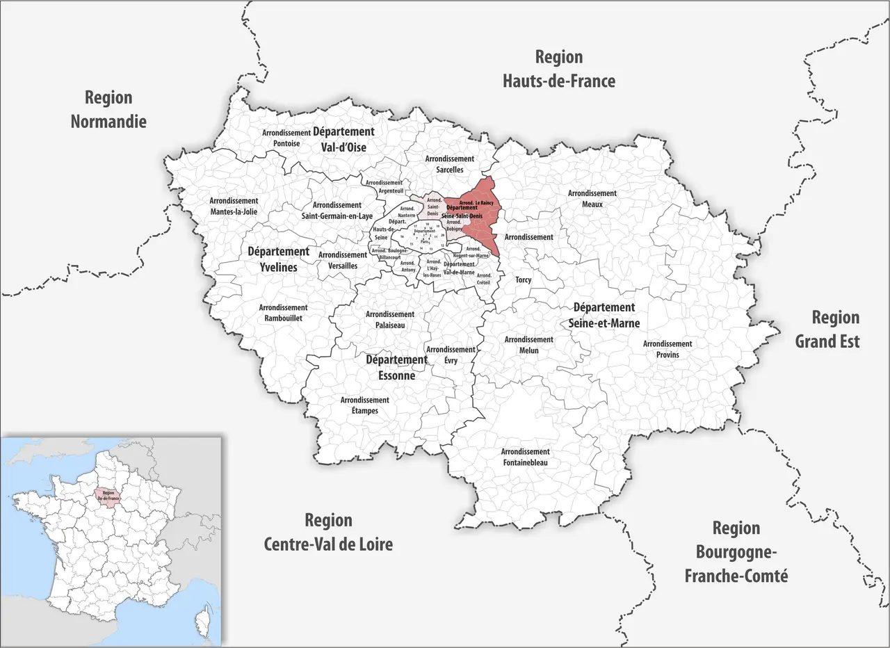 Locator map of Arrondissement Le Raincy 2019