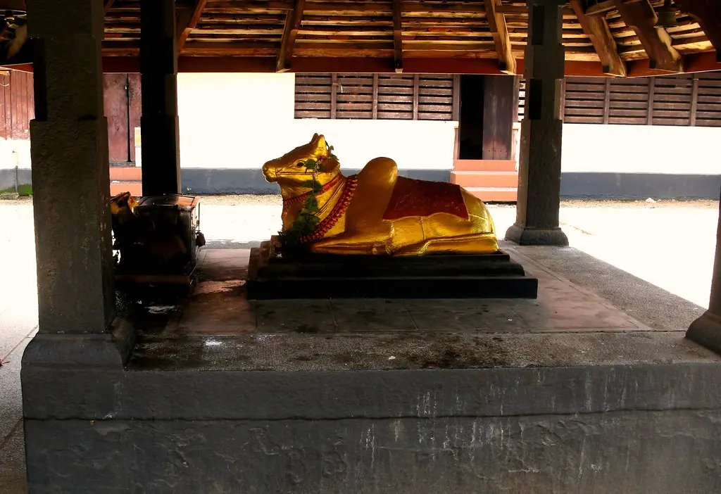 Nandi ( The Bull ) Statue at Hindu Temple.