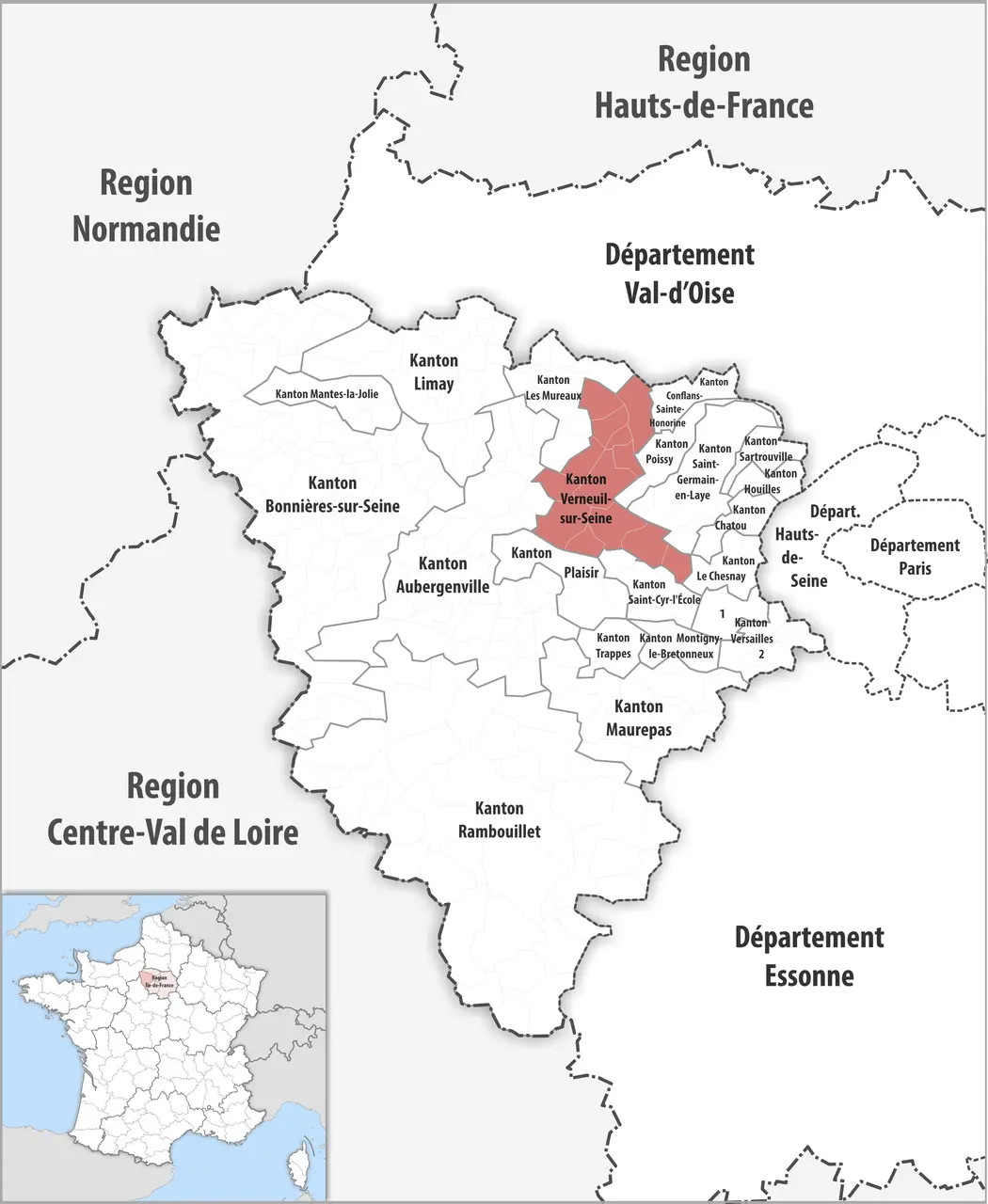 Locator map of Kanton Verneuil-sur-Seine