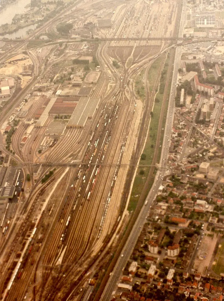 Railway switching yard, Villeneuve Saint Georges, south of Paris, France.