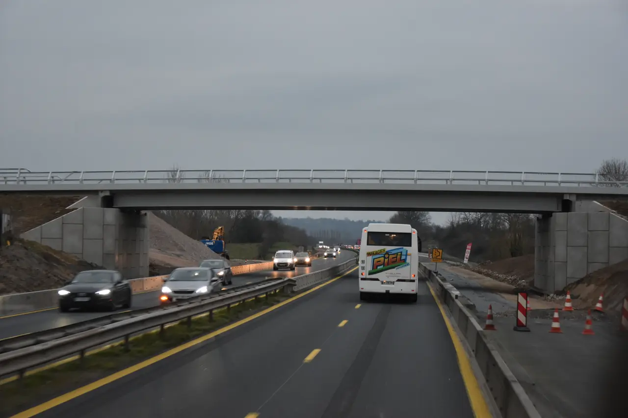 Travaux d'extension sur l'A13 entre Dozulé et Pont-L'Evêque février 2020