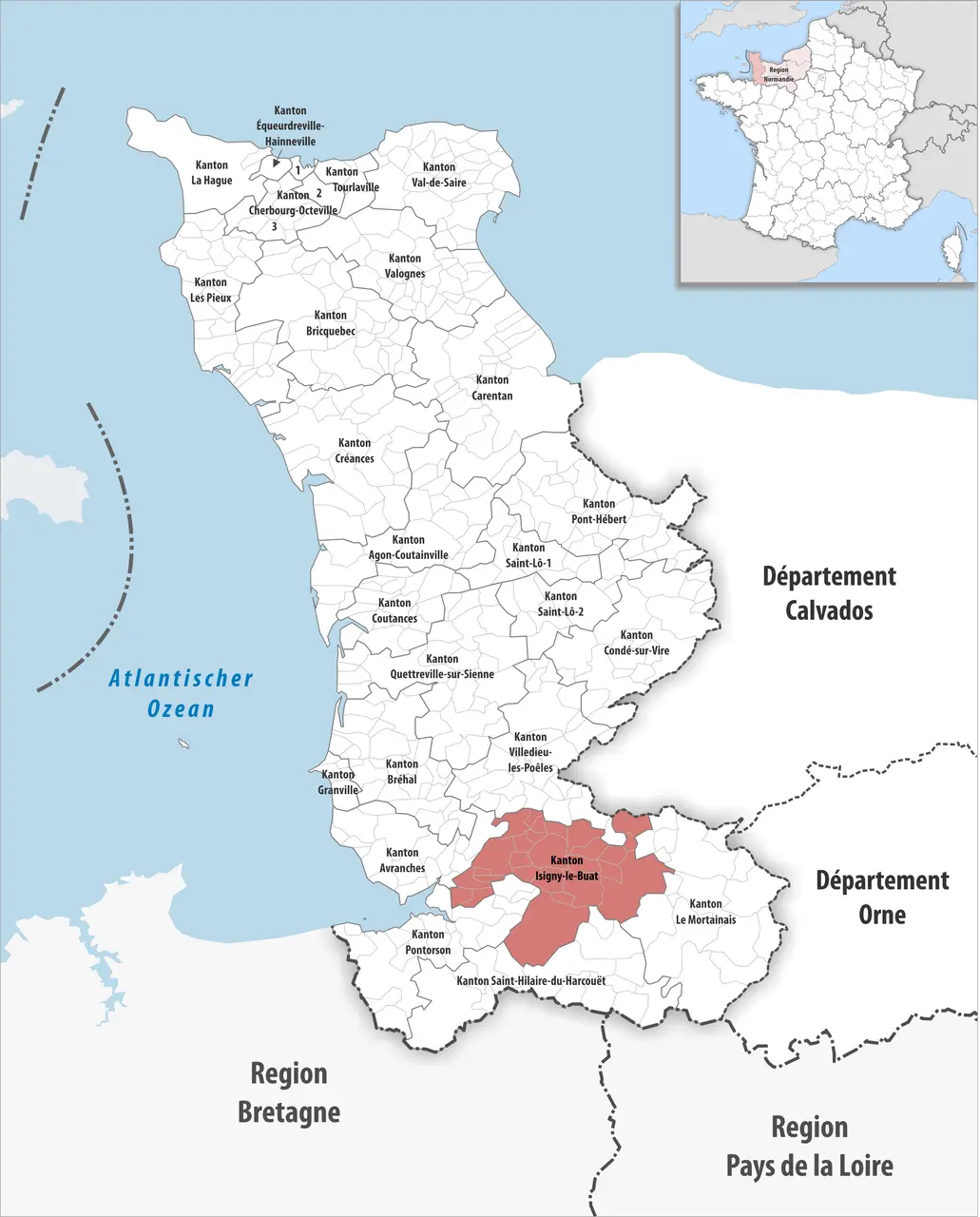Locator map of Kanton Isigny-le-Buat 2019