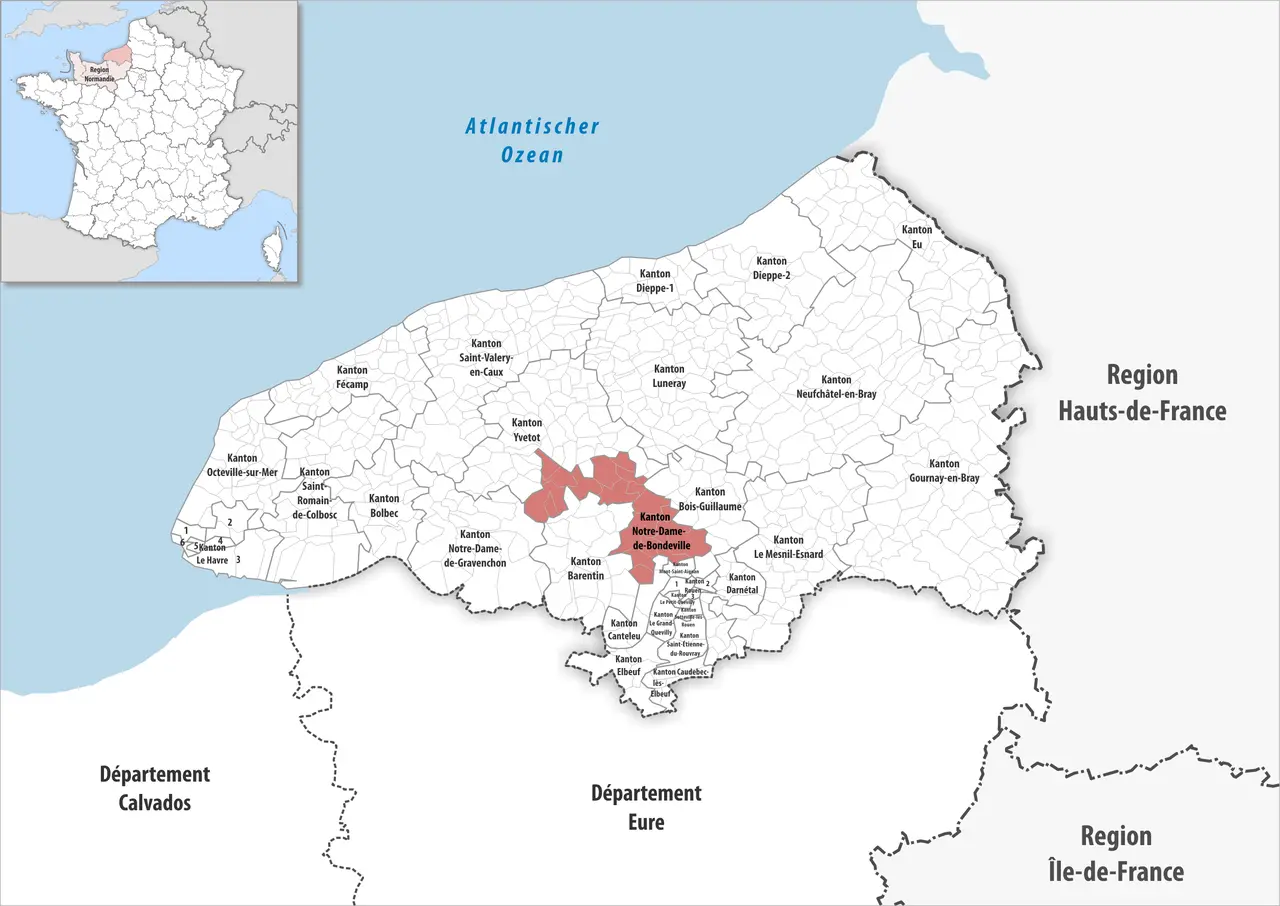 Locator map of Kanton Notre-Dame-de-Bondeville 2019