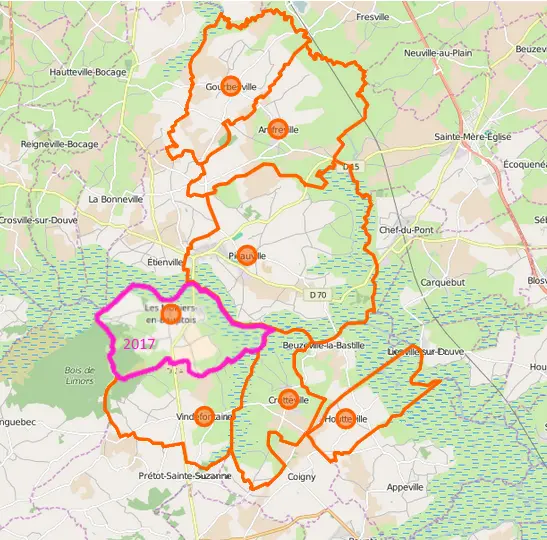 Carte Picauville (commune nouvelle)